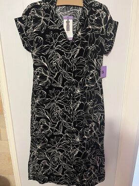 Black Floral Button-Front Women’s Dress